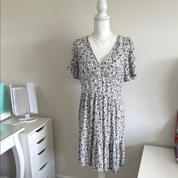 Knox Rose Dresses & Skirts - Knox Rose Cream and Blue Patterned Mini Dress